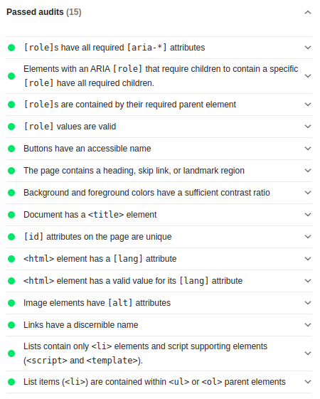 Lighthouse Accessibility Audits After Improvements