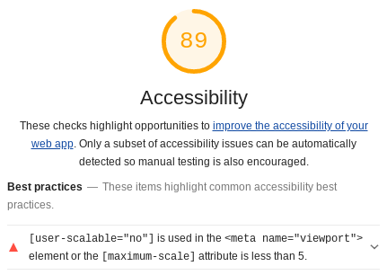 Lighthouse Accessibility Score After Improvements